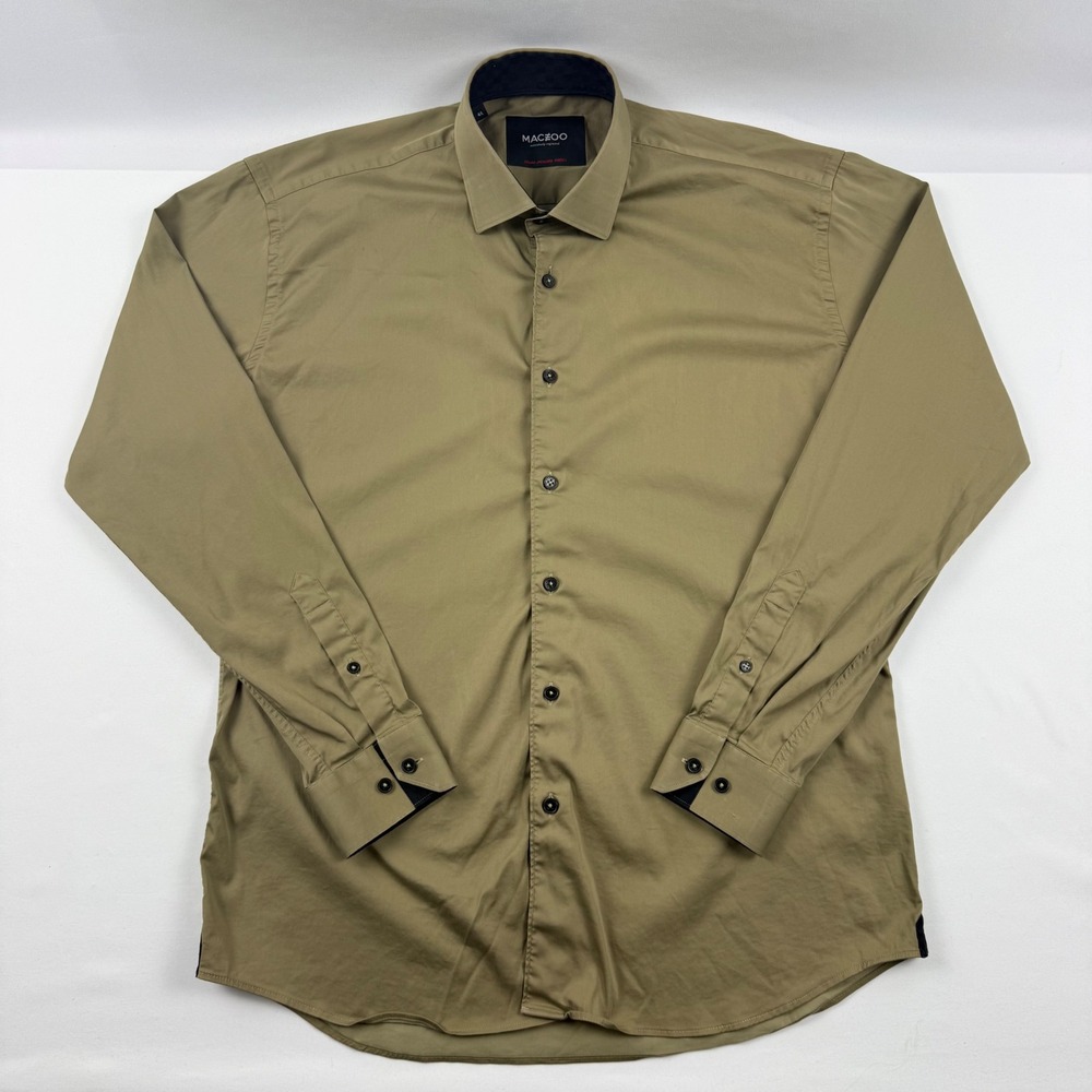 Maceoo Fibonacci Elacetin Green Mens Italian Jacquard Dress Shirt Size 4 L